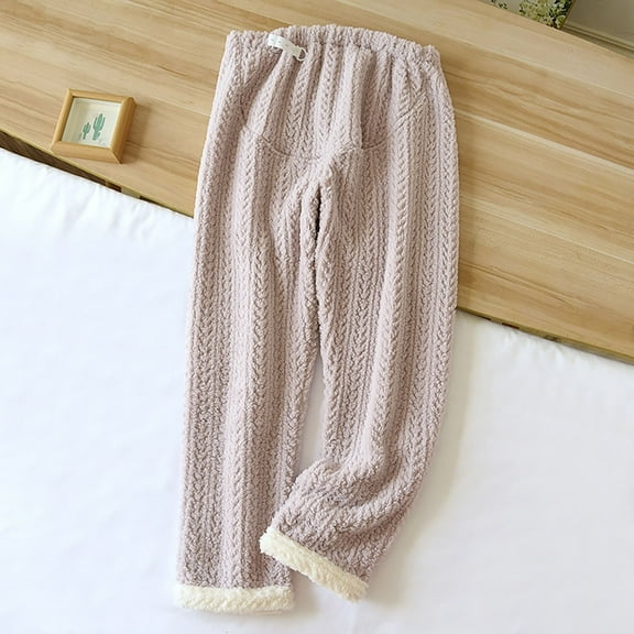 Pajamas For Women Hxshgdsn Women's Solid Color Velvet Pajama Pants，Thick Warm Loose Sleeping Pants For Home Comfort Purple Xl
