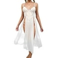 thumbnail image 1 of Pajamas For Women Large Size Mesh Deep V Lace Pajamas Side Slit Suspender Skirt Lengthened Home Clothes Pajamas Suit 413, 1 of 6