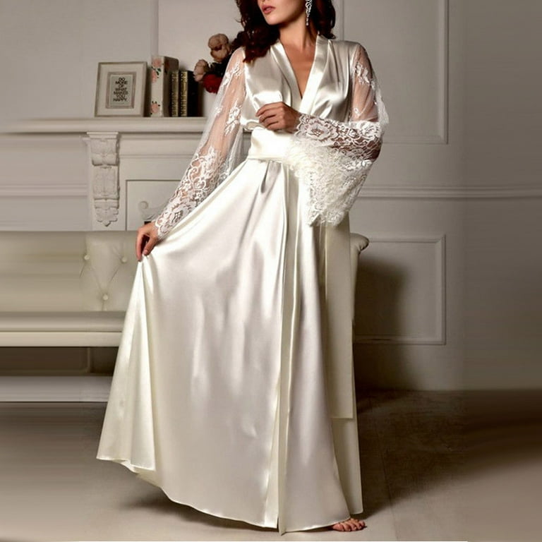 Long satin nightgown plus size best sale