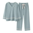 thumbnail image 1 of Pajamas For Women Plus Size Trendy Solid Color V Neck Home Clothes With Chest Pads Short Sleeved Nightgown Green XXXL, 1 of 5