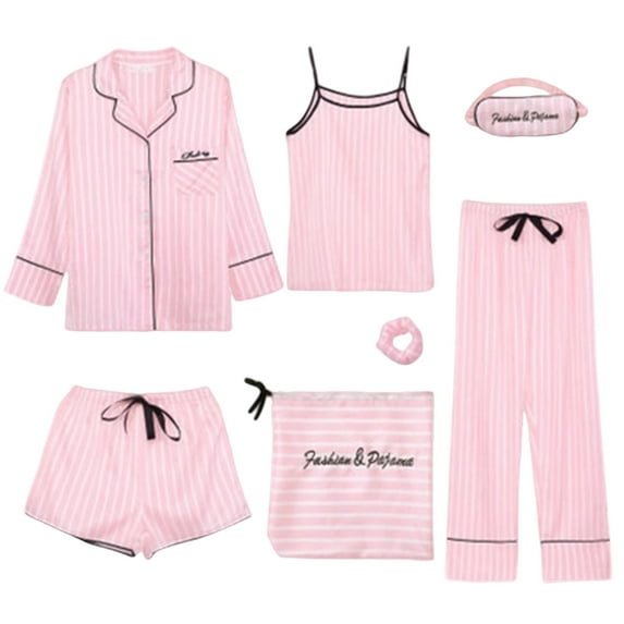 Pajamas For Women Set 7 Piece Set Sleepwear Loungewear Nightwear Nightclothes Homewear