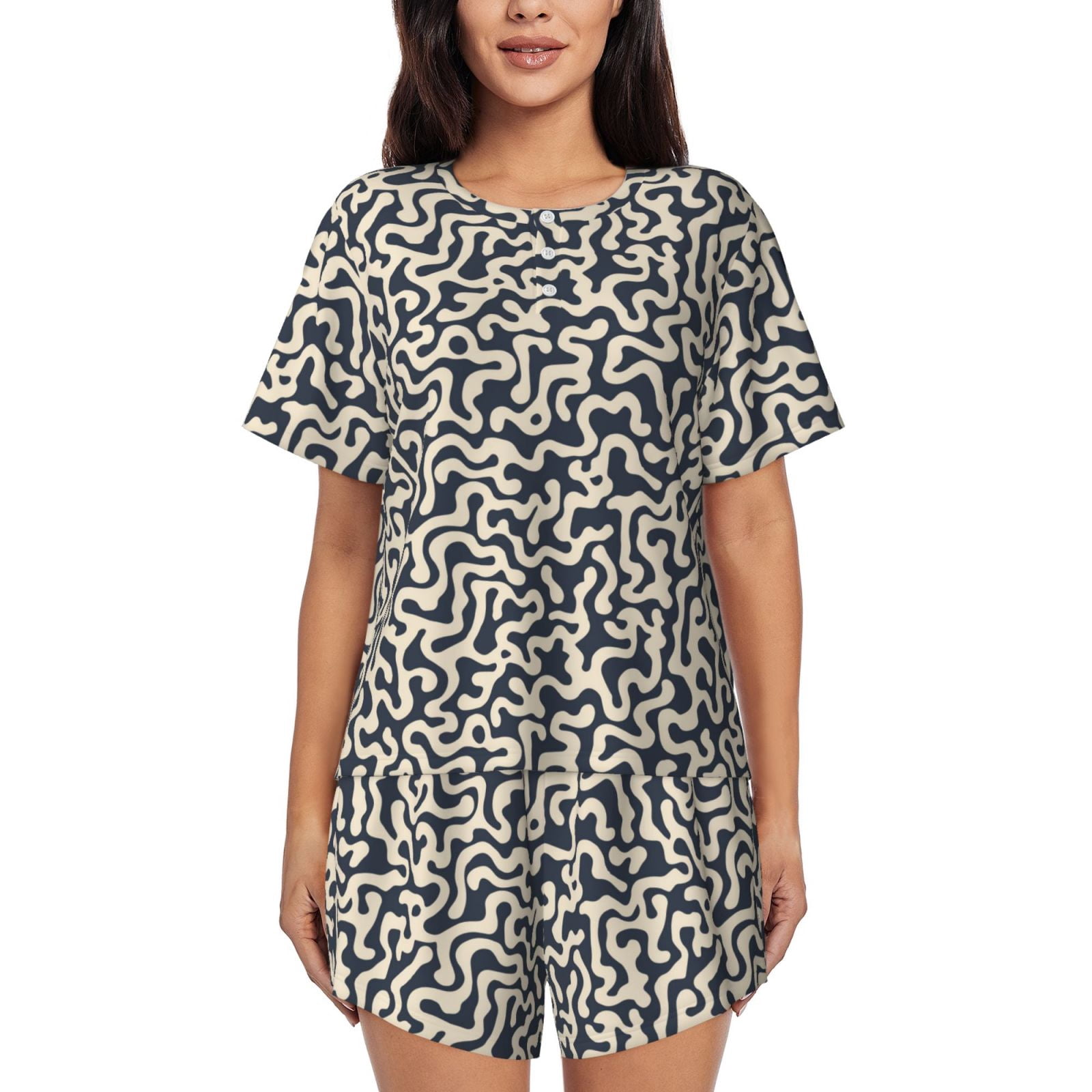 Pajamas For Women Set, Abstractly Lines Pj Lounge Sets For Women 2 ...