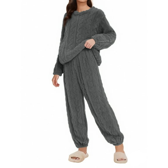 Pajamas For Women Set Christmas Womens Sets Fleece Comfortable Pullover Tops Sleep Pants Lounging Warm Sleepwear Pajama Set