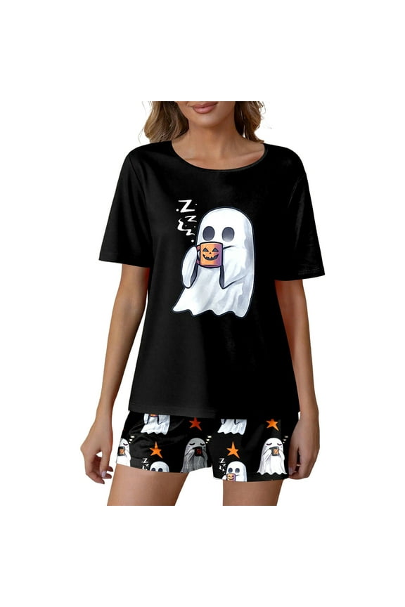 Pajamas For Women Set Comfortable Halloween Casual 2 Piece Set With Floral Print Daily Wear Sleepwear Loungewear Nightwear Nightclothes Homewear