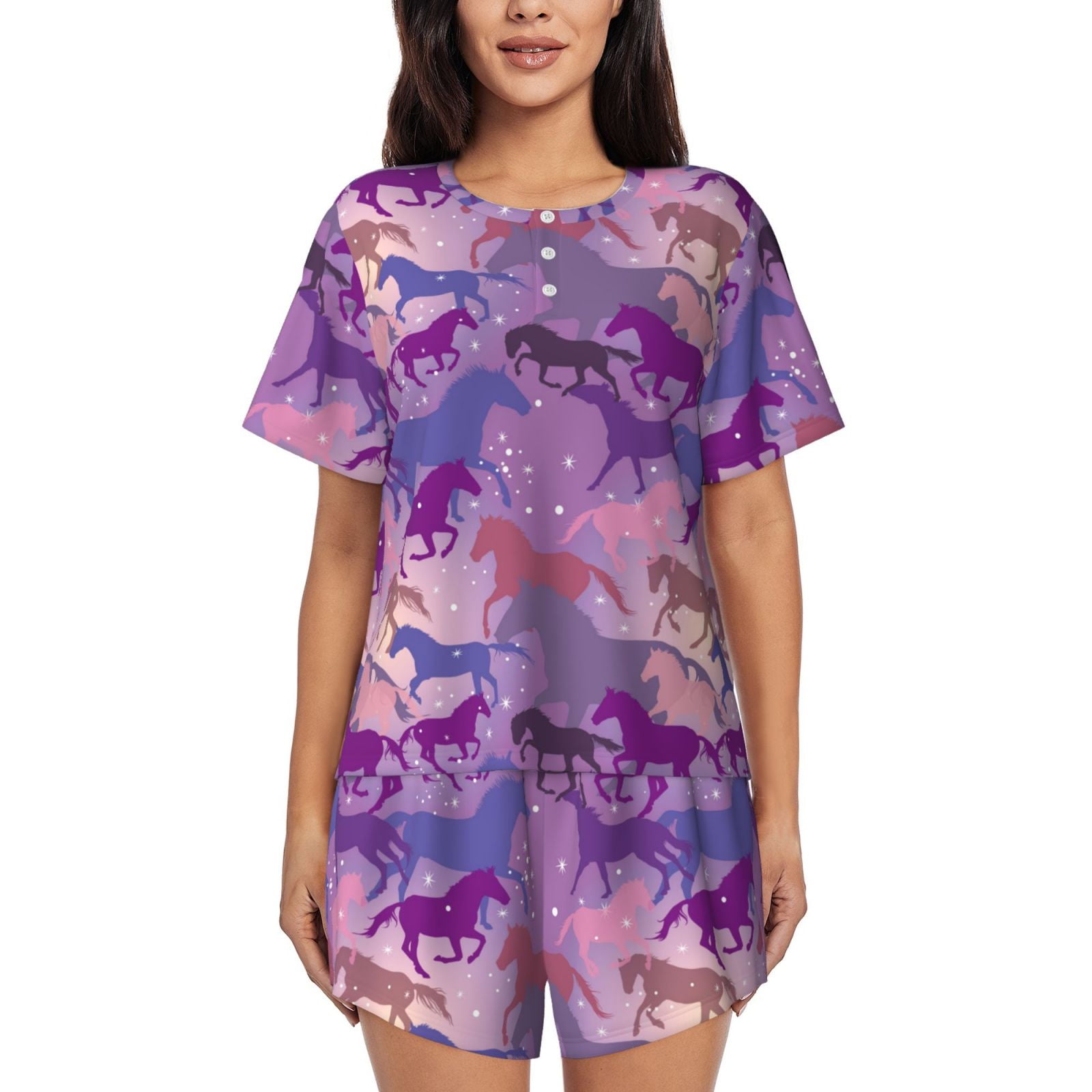 Pajamas For Women Set, Fantasy Cool Horse Gradient Color Pj Lounge Sets ...