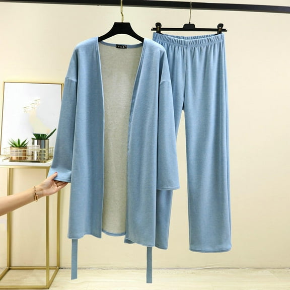 Pajamas For Women Set Flannel Hooded -Fleece Winter Soft Warm Womens Pajama Sets,Blue,XL