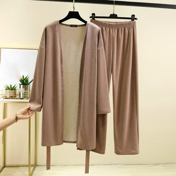 Pajamas For Women Set Flannel Hooded -Fleece Winter Soft Warm Womens Pajama Sets,Khaki,L