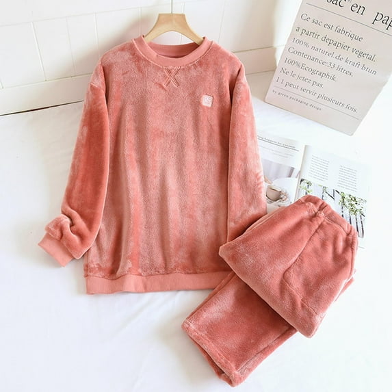 Pajamas For Women Set Flannel Hooded -Fleece Winter Soft Warm Womens Pajama Sets,Red,L