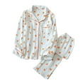 thumbnail image 1 of Pajamas For Women Set Soft Crinkle Fabric Long Sleeve Comfortable With Orange Print Home Sleepwear Loungewear Nightwear Nightclothes Homewear, 1 of 3