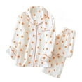 thumbnail image 1 of Pajamas For Women Set Soft Crinkle Fabric Long Sleeve Comfortable With Orange Print Home Sleepwear Loungewear Nightwear Nightclothes Homewear, 1 of 3