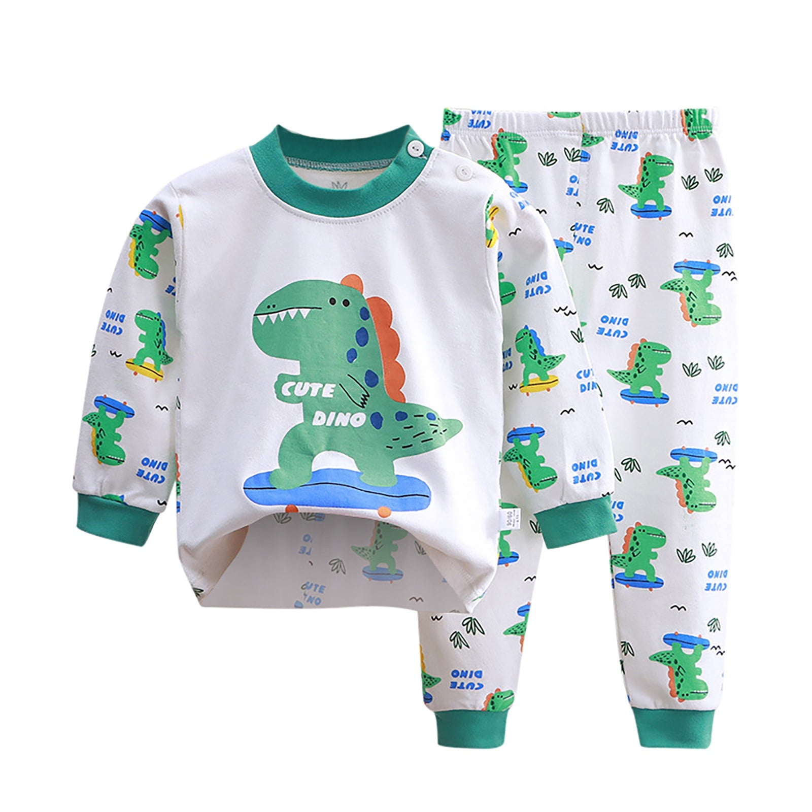 LXKA - Pyjama Garçon 2 Pièces 100% Coton - Imprimé Pelleteuse, Dinosaure, Requin - Manches Longues - Taille 2 à 8 Ans