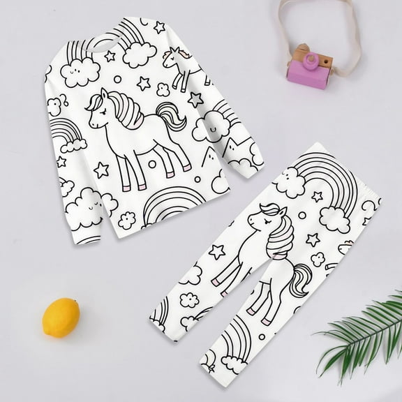 Pajamas for Girls Kid Boy and Girl Spring Fall Colouring Pajama Sets Diy Hand Painted Homewear Can Play with and Wear Kids Pajamas White 2 Years-3 Years