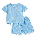 thumbnail image 1 of Pajamas for Kids Kids Baby Girls'summer Flower Printed Casual Short Sleeve Tops and Shorts Two Piece Pajamas Set Baby Girl Pajamas Blue 18 Months-24 Months, 1 of 6