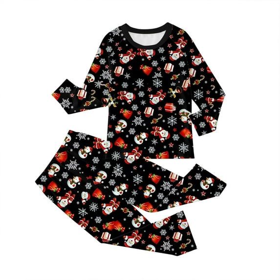 Pajamas Kids Size 4-5 Years Christmas Long Sleeve Matching Holiday Sofe Comfortable Breathable Trendy White Nightgowns