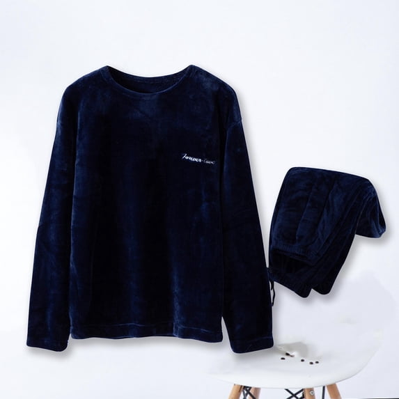 Pajamas Men Fashion Pajama Solid Casual Round-Neck Long Sleeve Pants Set Sleepwear Pajamas Sets for Men Pajama Sets for Men 2 Piece Lounge Sets for Men