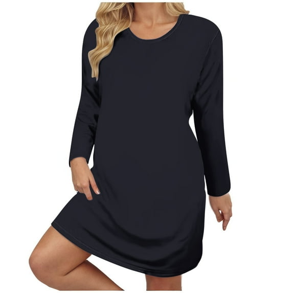 Pajamas Nightdress for Women Plus Size Pullover Nightgown Fashion Long Sleeve Sleepwear Dress