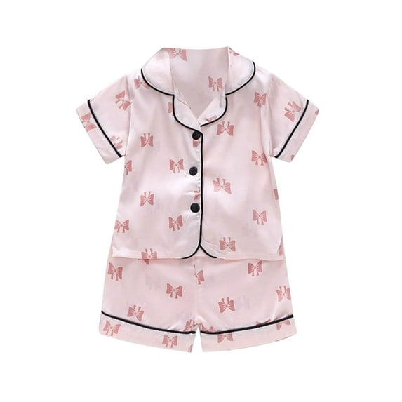 Pajamas Outfit For Toddler Girls Boys Short Sleeve Cartoon Prints Tops Shorts 2PCS Outfits Kids Homewear Nightgown Clothes Set