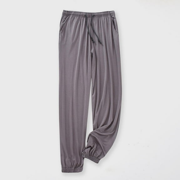 Pajamas Pants for Men L-4X Big and Tall Modal Plus Size Sleepwear Trousers with Pockets Drawstring Elastic Waist Tapered Leg Loungewear Pant