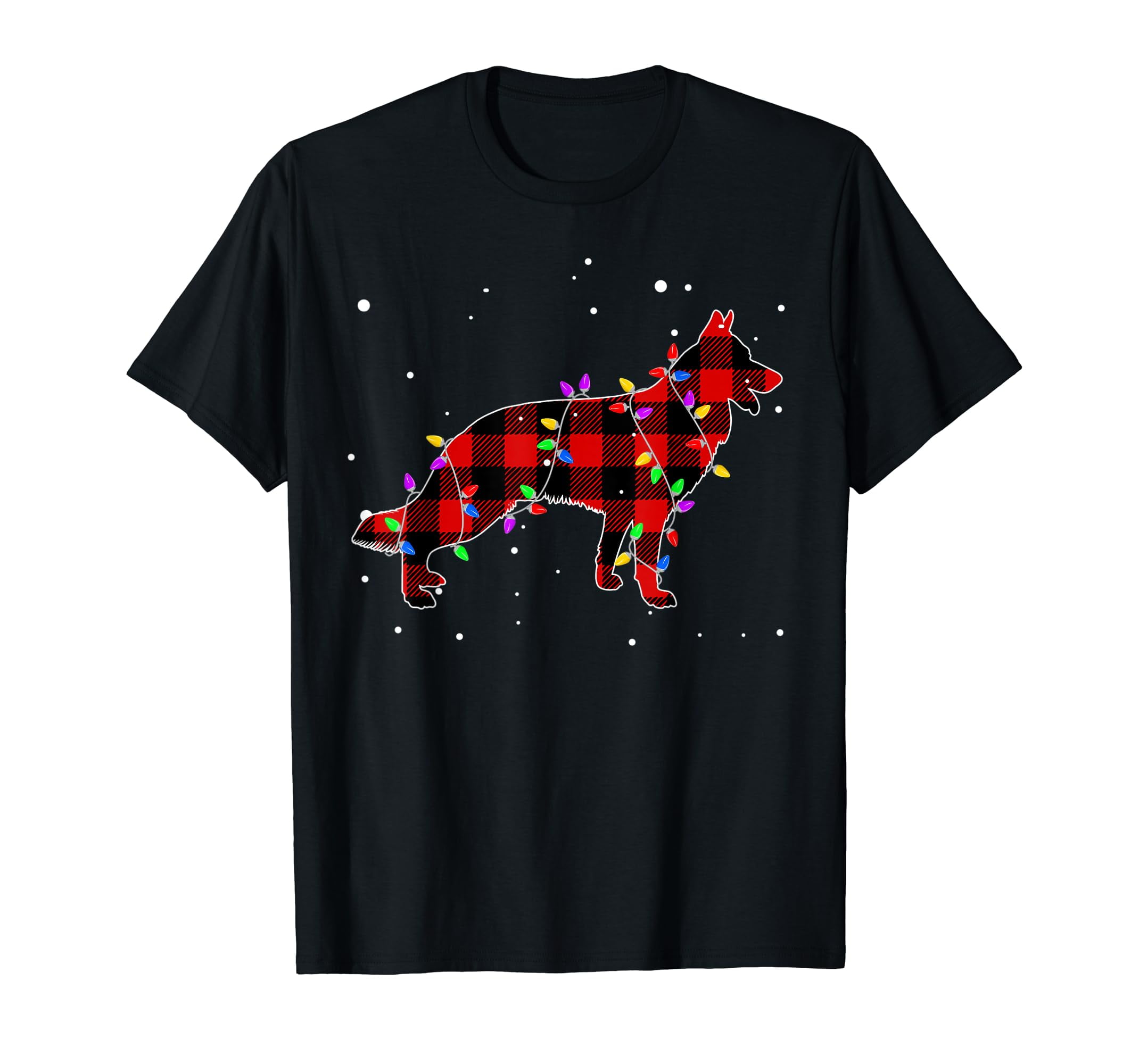 Pajamas Red Buffalo Plaid German Shepherd Dog Lovers Xmas TShirt For