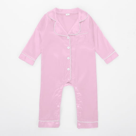 Pajamas Satin Silk Pjs Long Sleeve Button Down Pjs Baby Silk Pajamas for Little Girls 6-12 Months