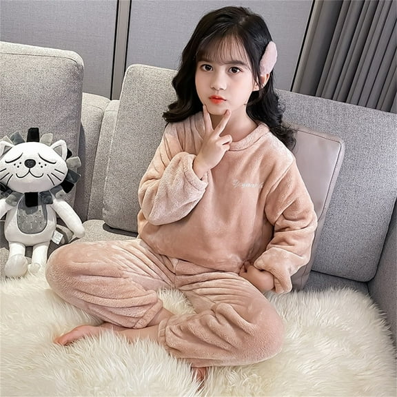 Pajamas Set Crewneck Soft Long Sleeve Comfort T Shirt Top Pants Set Tween Winter Pajamas 11-12 Years Girl Pajamas