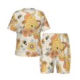 Pajamas Set For Boys and Girls, Groovy Floral 2 Piece Short Sleeve