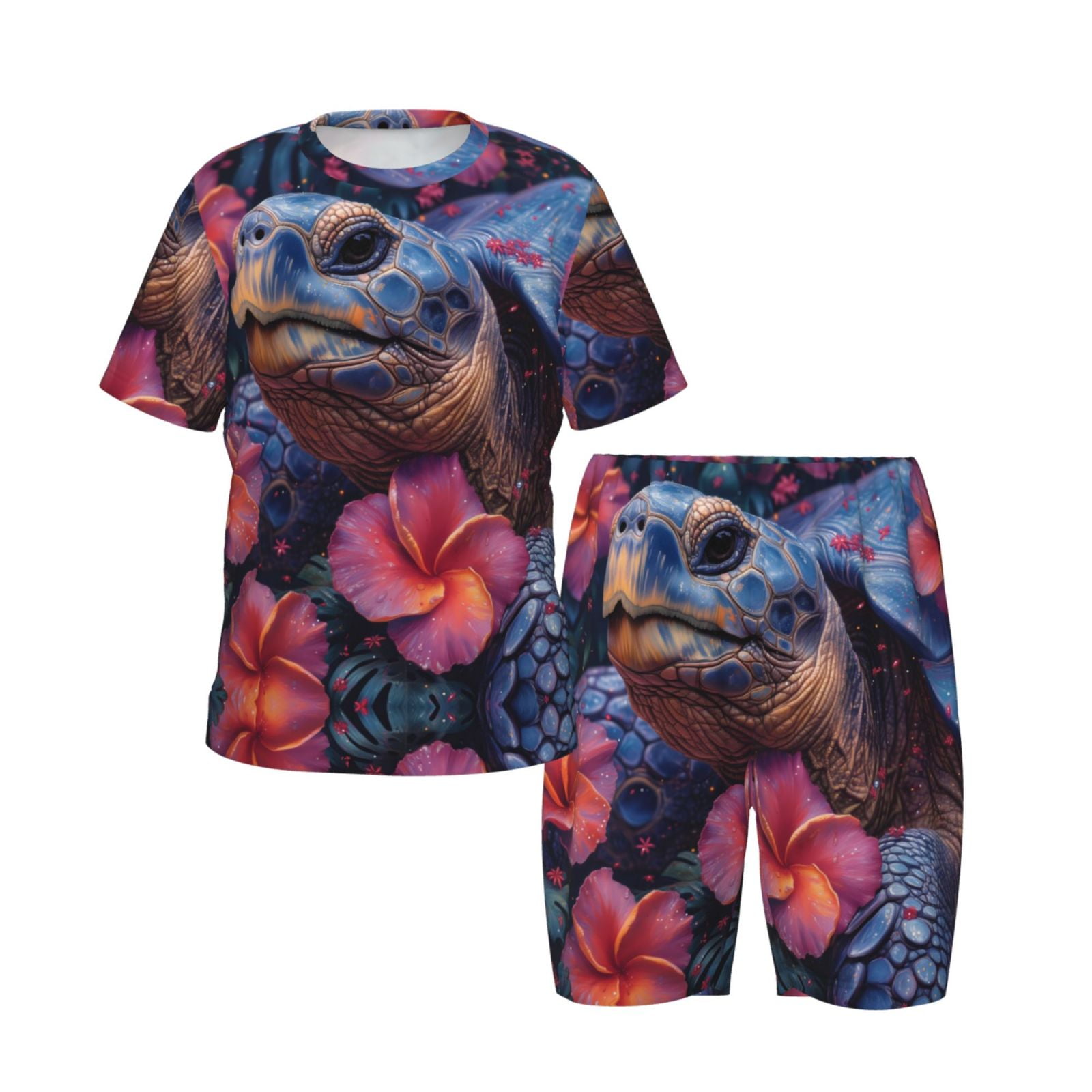 Hawaii Aloha Pajama Set KID Palm Trees Mix Turtle - Purple LT7 main image 1