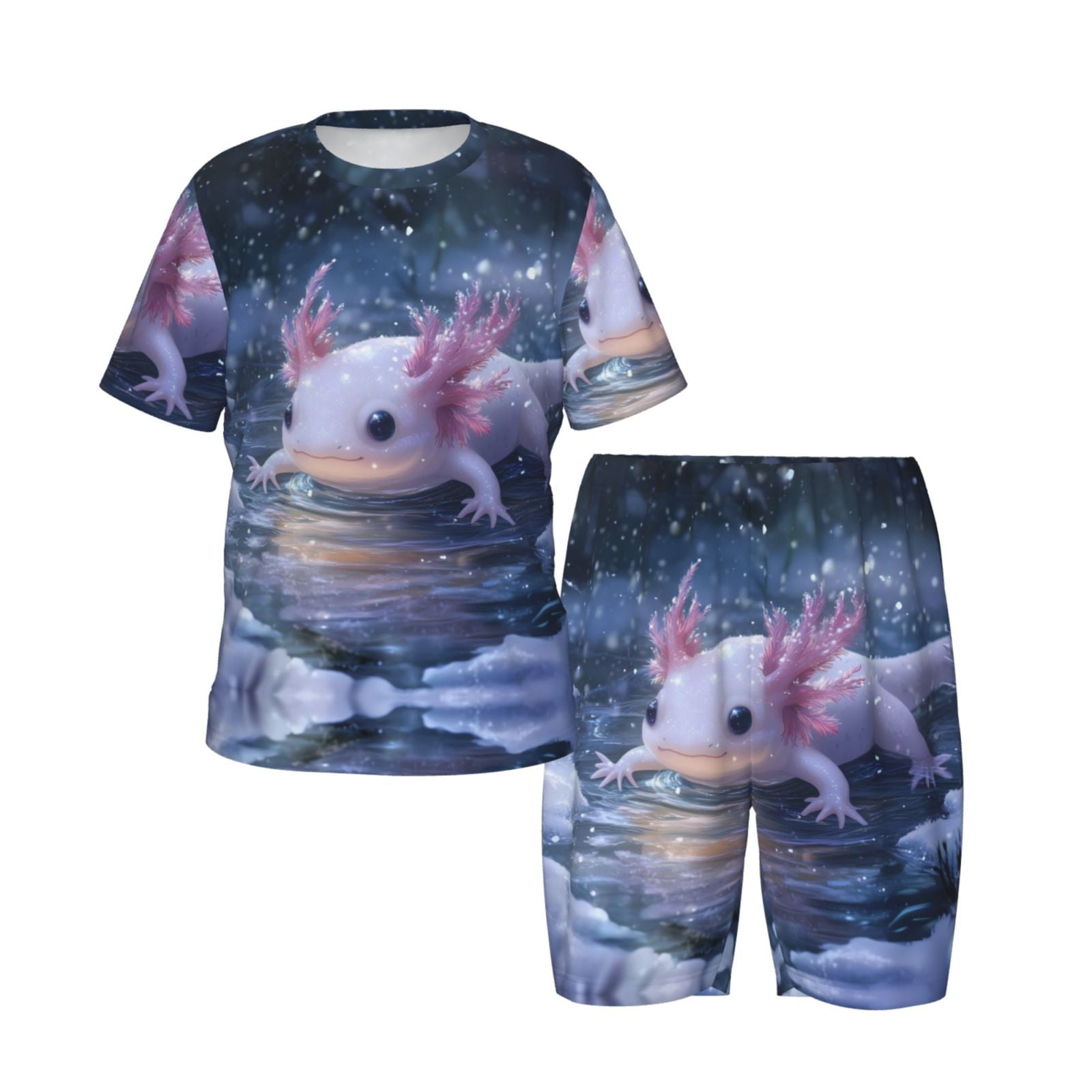 Pajamas Set For Boys and Girls, Winter Axolotl in Frozen Pond 2 Piece ...