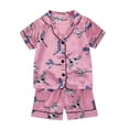 thumbnail image 1 of Outfits Set For Girls Short Sleeve Floral Printed Button Down Classic Loungewear Shirt Shorts Two Pieces Set Boys' Loungewear Pink 80(12 Months-18 Months), 1 of 1