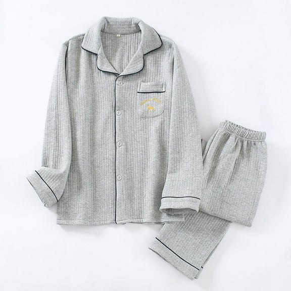 Pajamas Set Men Fashion Pajama Solid Casual Turndown Collar Long Sleeve Pants Set Sleepwear Mens Pjs Sets Pijamas for Men Set Mens Pjs Pj Set Mens Pj Set