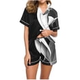 thumbnail image 1 of Pajamas Set for Women Clearance,Plus Size Women's Pajamas Sets,Women Casual Printed Turndown Collar Short Sleeve Blouse Fashion Short Pants Pajamas Suit,Summer Loungewear Set,Womens Fashion Gifts, 1 of 4