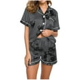 thumbnail image 1 of Pajamas Set for Women Clearance,Plus Size Women's Pajamas Sets,Women Casual Turndown Collar Short Sleeve Blouse Fashion Short Pants Pajamas Suit,Summer Loungewear Set,Womens Fashion Gifts, 1 of 5