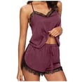 thumbnail image 1 of ibuvkizy Pajamas Set for Women Plus Size Women's Pajamas Sets,Women Sleepwear Sleeveless Strap Nightwear Lace Trim Satin Cami Pajama Sets,Summer Loungewear Set,Womens Fashion Gifts, 1 of 8
