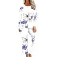thumbnail image 1 of ibuvkizy Pajamas Set for Women Plus Size Women's Pajamas Sets,Women's Printing Round Neck Short Sleeve Sleepshirt and Pants Sets Pajamas With Pockets,Summer Loungewear Set,Womens Fashion Gifts, 1 of 6