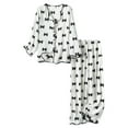 thumbnail image 1 of Pajamas Set for Women Long Sleeve Sleepwear Button Down Nightwear with Long Pants Soft Summer Print Pjs Lounge Set, 1 of 5