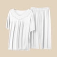 thumbnail image 1 of Pajamas Set for Women Summer Casual 2 Piece Sleepwear Short Sleeve Tops and Capri Pants Loungewear Clearance White M, 1 of 8