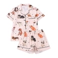 thumbnail image 1 of Pajamas Set for Women Two Piece Outfit Short Sleeve Cute Cartoon Print Tops Soft Shorts Set Sleepwear, 1 of 4