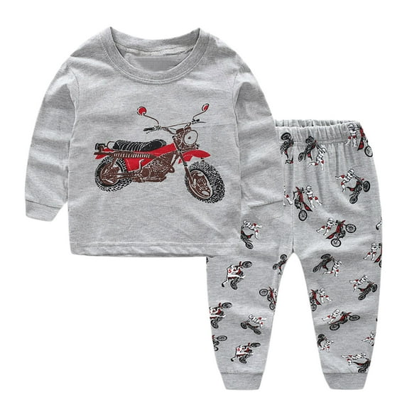 Pajamas Sets for Boys 6-8 Dinosaur Print Long Sleeves Top and Pants 2 Pieces Outfits Clothes Sleepwears ,6-7 Years,Grey