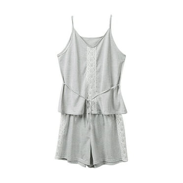 Pajamas Sets for Women Spaghetti Straps V Neck Cami Tops with Soft Shorts 2 Piece Lounge Outfits PJs Sets Sleepwear