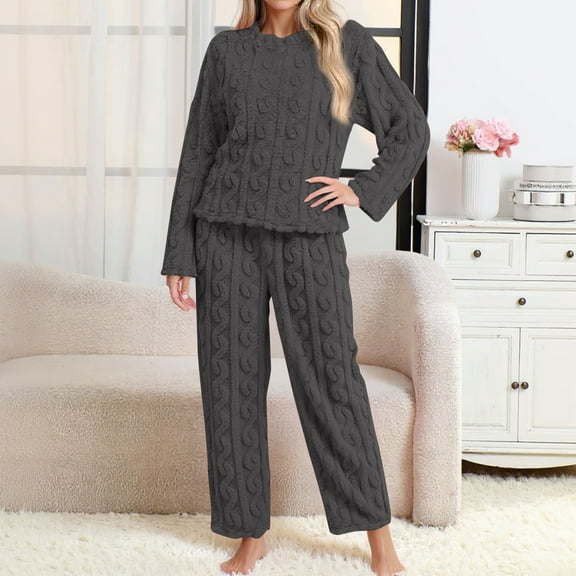 Pajamas Sets for Women Winter 2025 Super Soft Fluffy Sleepwear Ultra Cozy Warm Plush Nightwear Comfy Thermal Outfits