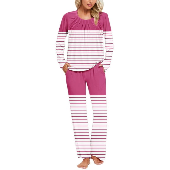 Pajamas Sleeping Sets for Women Womens Pajamas Ladies' Gradient Printed Casual Top Pants Pajama Set