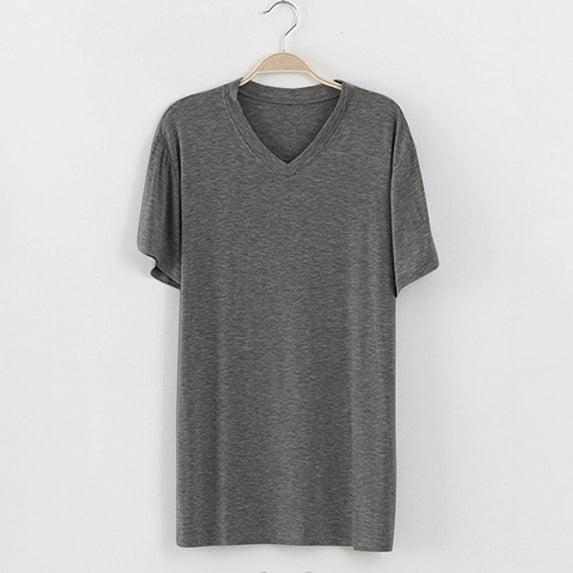 Pajamas T-Shirts for Men Big & Tall L-5X Plus Size Short Sleeve Loungewear Tees Tops V Neck Casual Solid Soft Modal Pullover Tshirts Shirts