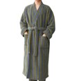 thumbnail image 1 of Pajamas Towel Robe for Men Mens' Pajamas Men Fashion Solid Casual Waist Tie Cardigan Pocket Long Sleeve Hoodless Bathrobe, 1 of 3