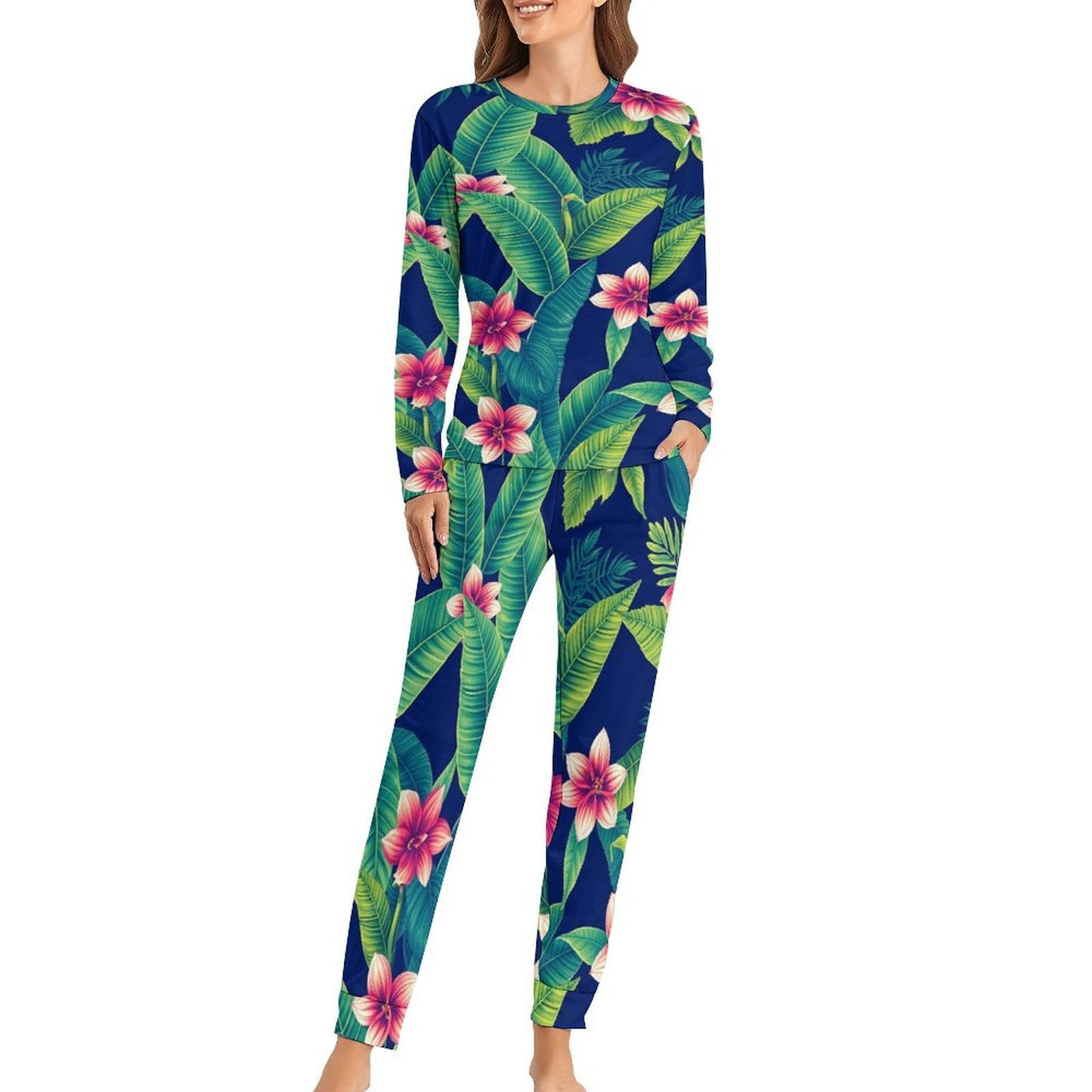 Pajamas Woman Tropical Floral Patterns. Seamless Texture with Banana ...