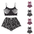 thumbnail image 1 of Pajamas for Women 2 Pieces Halloween Skeleton Hand Printed Spaghetti Straps Sleeveless Soft Tank Top Shorts Lounge Set Summer Stretchy Casual Comfortable Pajama Sets Black XXL, 1 of 8