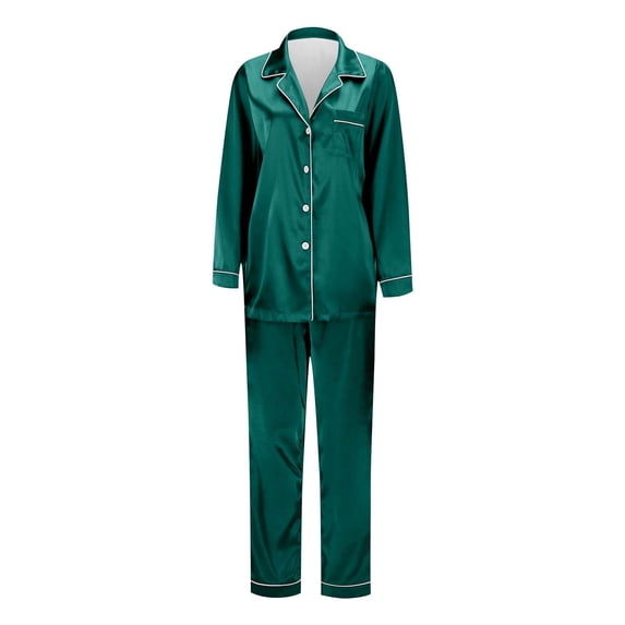 Women's Satin Long Sleeve Pajama Set Soft Loungewear for Relaxation and Cozy Sleepwear