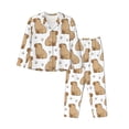 thumbnail image 1 of Pajamas for Women Set - Capybara Grass Comfy Long Sleeve Button Up Pajama Sets for Women 2 Piece, Soft Sleepwear Nightwear Pjs Lounge Sets for Women with Pockets, 1 of 6
