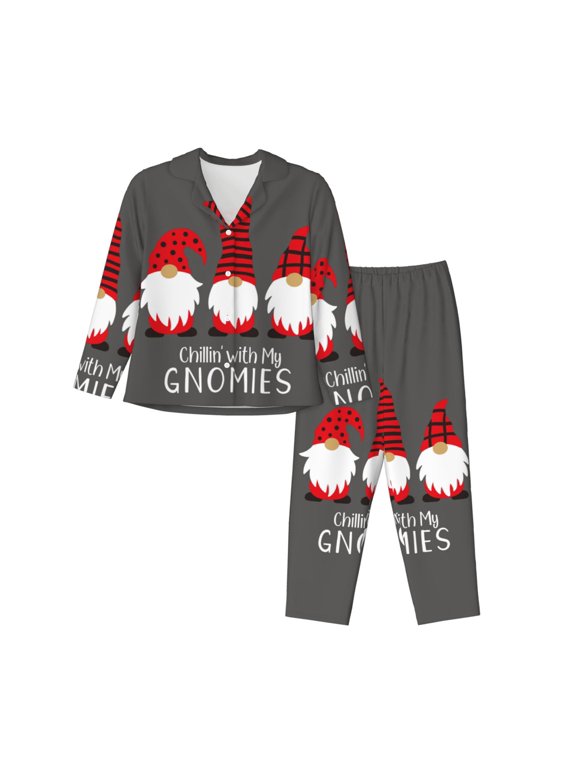 Pajamas for Women Set - Chillin with My Gonme Comfy Long Sleeve Button Up Pajama Sets for Women 2 Piece, Soft Sleepwear Nightwear Pjs Lounge Sets for Women with Pockets