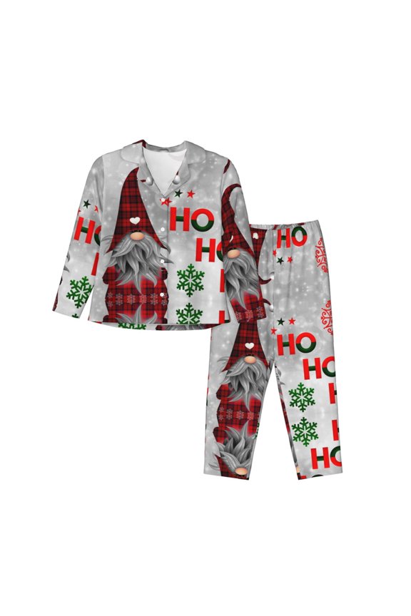 Pajamas for Women Set - Cute Santa Comfy Long Sleeve Button Up Pajama Sets for Women 2 Piece, Soft Sleepwear Nightwear Pjs Lounge Sets for Women with Pockets