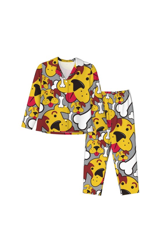 Pajamas for Women Set - Cute dog G Comfy Long Sleeve Button Up Pajama Sets for Women 2 Piece, Soft Sleepwear Nightwear Pjs Lounge Sets for Women with Pockets